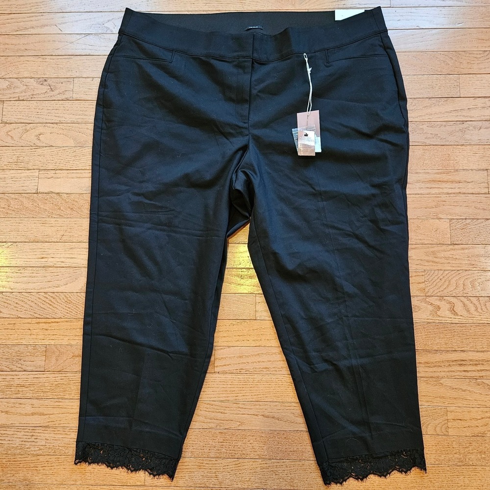 Lane Bryant Allie Slim Fit Lace Hem Ankle Pants 28 NWT Black Stretch Workwear